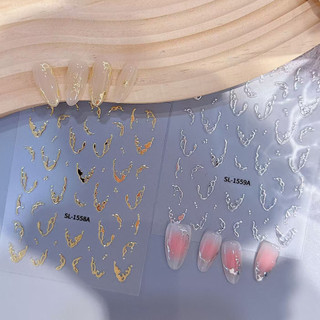 Miếng dán móng 5D dập nổi chất lỏng kim loại phong cách Pháp, decal trang trí, dụng cụ làm móng cho tiệm