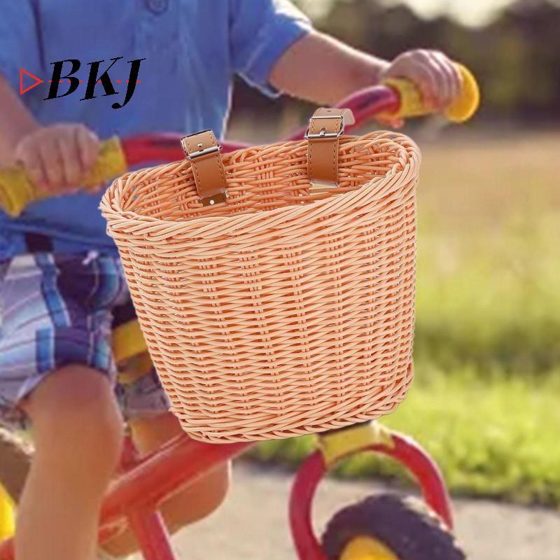 [KJ] Giỏ xe đạp mây dệt chống nước, dễ tháo lắp, lưu trữ phía trước