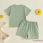 Bộ trang phục mùa hè cho bé trai mới biết đi Áo ngắn tay màu tương phản + Quần Short Bộ 2 chiếc