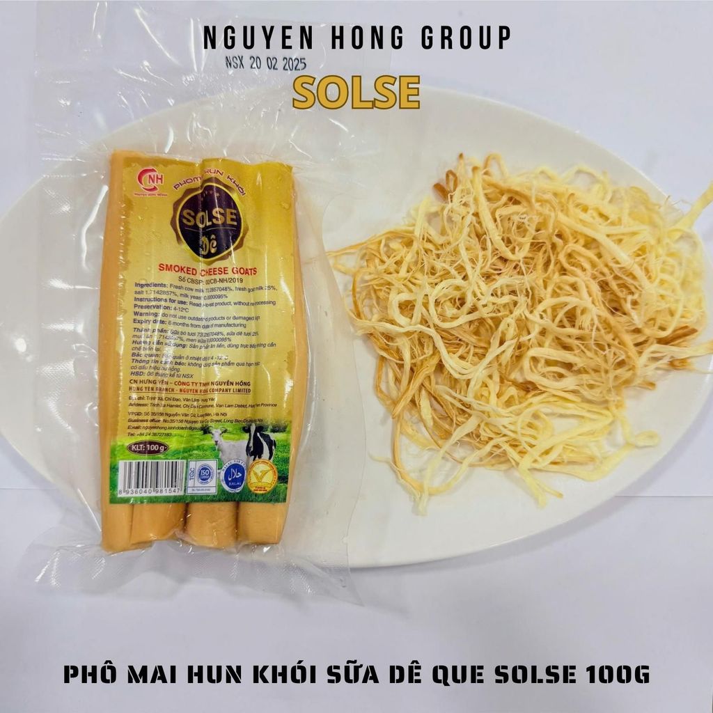 Phô mai hun khói mặn sữa dê que SOLSE 100g phomai ăn vặt xé sợi cheeze