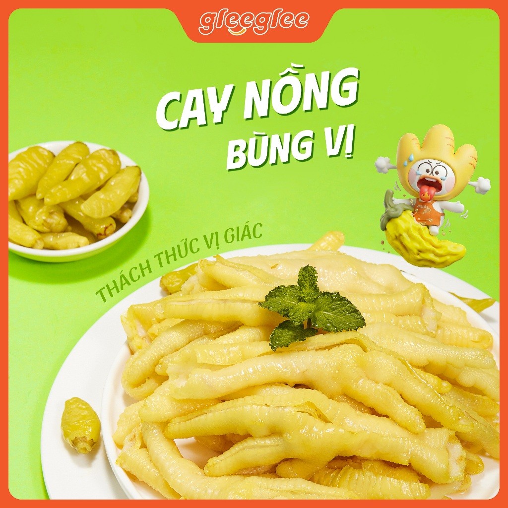 Combo Chân Gà Rút Xương GleeGlee ỚT NGÂM 21g Cay Nồng Sạch Xương >98% Ăn Liền Chuẩn ISO 22000