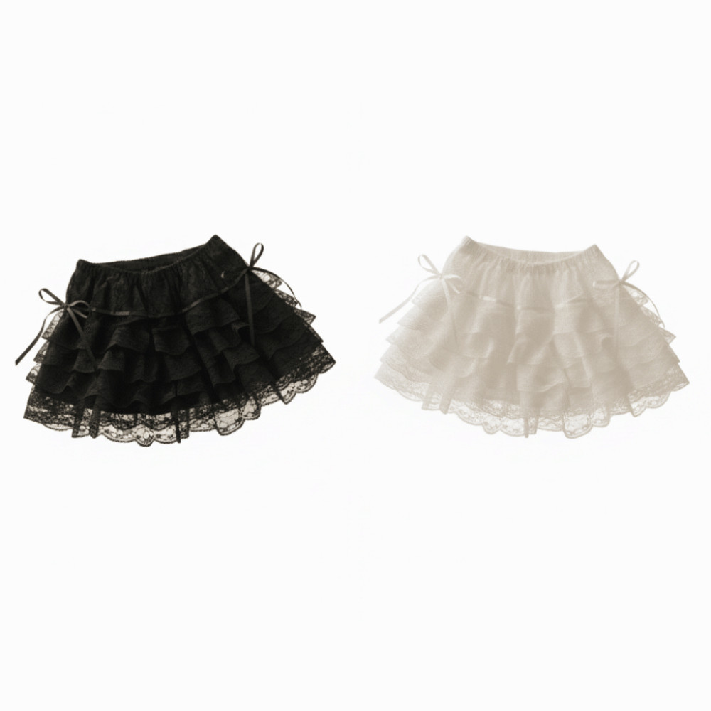 Quần short hoa ren GOJO, Quần hỗ trợ váy ren dây rút buộc, Phong cách Hàn Quốc Gothic Phong cách mùa hè Quần short xếp lớp nữ bé gái