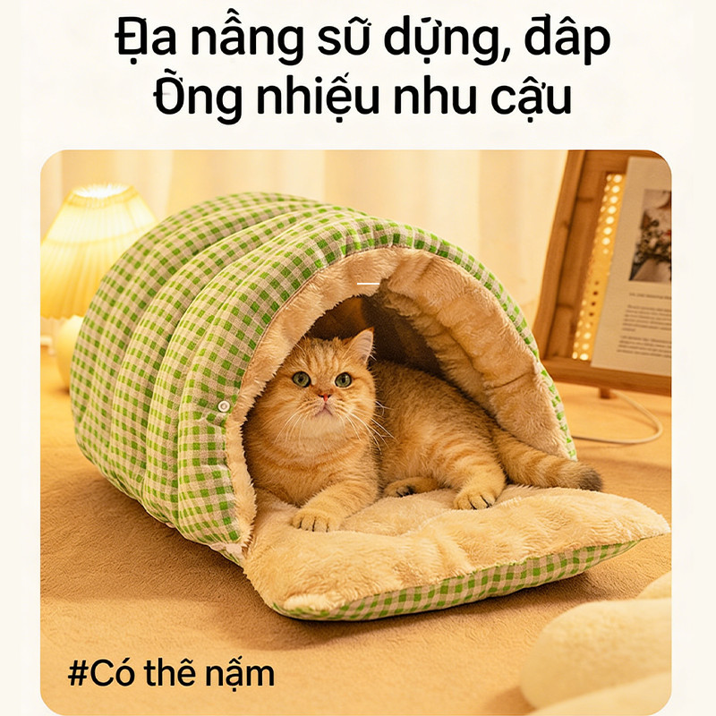 Túi ngủ cho mèo, giường cho mèo, giường cho chó, ổ cho mèo & giường thú cưng dùng được bốn mùa, đồ dùng cho thú cưng