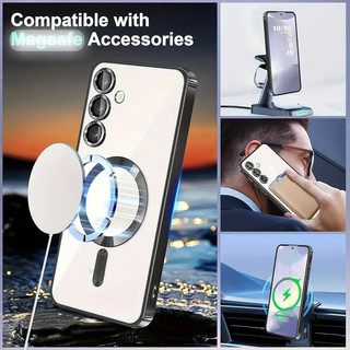 Ốp lưng Samsung Galaxy chống sốc hỗ trợ sạc từ tính mạ viền bảo vệ camera cho S24 S25 S26 Ultra Plus