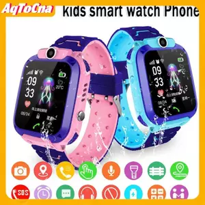 Đồng hồ điện thoại SOS thông minh dành cho trẻ em AqToCna Q12 Đồng hồ thông minh có thẻ Sim Ảnh chống nước Ip67 Quà tặng trẻ em AqToCna