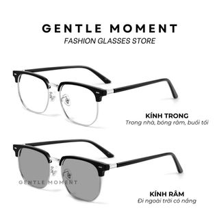 Mắt kính đổi màu GENTLE MOMENT thời trang nam nữ gọng kim loại chống tia UV chống áng sáng xanh phong cách GMX129