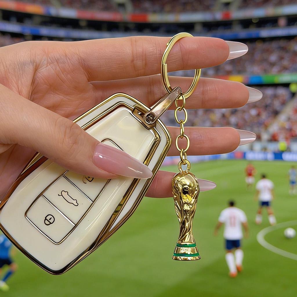 4 Móc khóa kỷ niệm World Cup 2026 | Thiết kế bóng đá mặt dây chuyền đôi và cốc Hercules, Quà tặng quạt di động có khóa tôm hùm