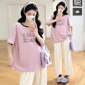 Trang phục bà bầu size lớn áo thun ngắn tay xu hướng Xuân Hè