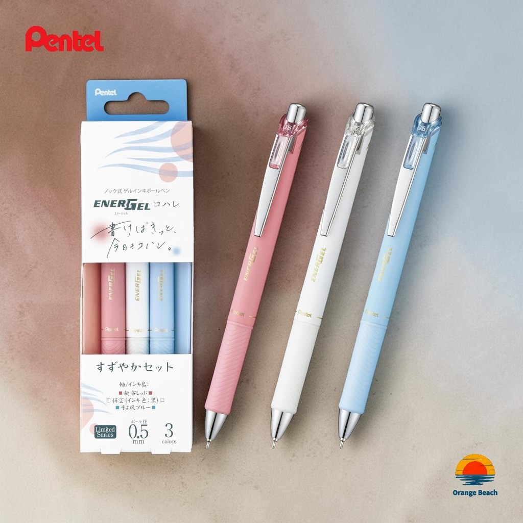 Pentel Energel Kohare BLN75KH-3ST/Bo 3 Cay/But Gel Mau Pastel 0.5mm/Nhat Ban Chinh Hang