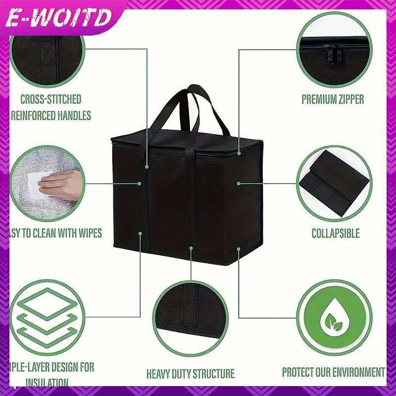 E-WOITD Túi giao hàng cách nhiệt lớn, túi làm mát lá nhôm gập lại, túi đựng đồ ăn uống di động