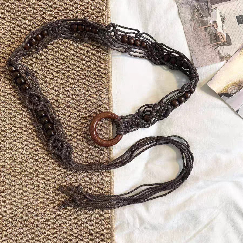 Maill Màu Dây Bện Dây Thắt Lưng Thời Trang Nữ Retro Đính Hạt Thắt Lưng Phong Cách Dân Tộc Niche Thiết Kế Phụ Kiện