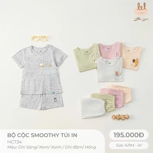 BỘ CỘC TAY VẢI SỢI TRE TÚI IN [ Siêu Mềm, Mát, Mịn Co Dãn Và Thấm Hút Mồ Hôi Tốt] Size 6M - 4Y (HCT34)