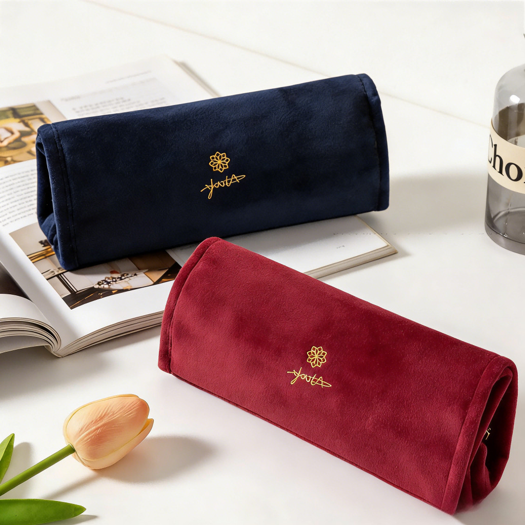 CASEGRACE Du Lịch Trang Sức Tổ Chức Cuộn Có Thể Gập Lại Hộp Đựng Trang Sức Bông Tai Vòng Cổ Vòng Tay Túi Bảo Quản Hộp