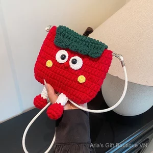 túi Dễ Thương Dưa Hấu Nữ Túi Hoạt Hình Búp Bê Handmade Len Đan Thành Phẩm Túi Đeo Vai