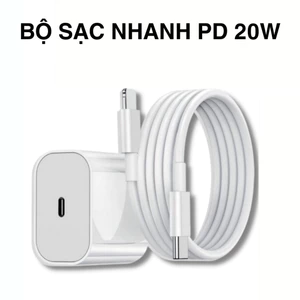 Bộ sạc nhanh PD 20W gồm củ sạc cổng TypeC và dây sạc dành cho các dòng điện thoại an toàn ổn định