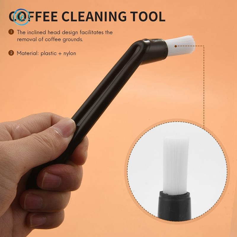 Bàn chải làm sạch máy pha cà phê Tay cầm bằng nhựa với bàn chải lông Nylon Bàn chải Espresso Dụng cụ làm sạch cà phê - Bộ 5