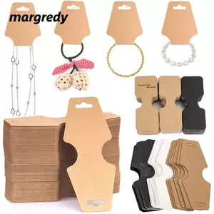 MARGREDY 50 CÁI Thẻ đóng gói trang sức, Gói DIY Giấy trưng bày bìa cứng, Dây đeo cổ tay nhiều màu thời trang Dây buộc tóc treo thẻ trống