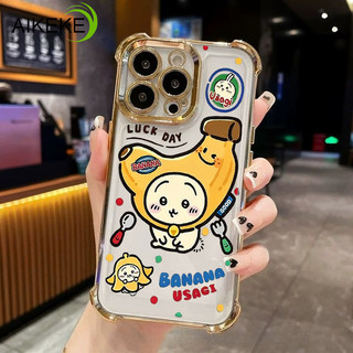 Ốp Điện Thoại Chuối Usagi Dễ Thương Cho Samsung Galaxy A34 A33 A32 A31 A26 A25 A24 A23 A22 A21S A20S A20 5G 4G Khung Mạ Sang Trọng Bốn Góc Vỏ Mềm Trong Suốt