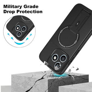 Dành Cho Honor X8d 4G / 600 Lite 5G Ốp điện thoại Carbon Tecture Cứng Cạnh Mềm Có Thể Gập Lại Đứng Chống Sốc Chống Rơi Mỏng Bao
