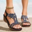 Phong Cách Bohemian Đế Dày Đế Nêm Dép Kim Cương Giả Thời Trang Không Mệt Mỏi Chân Đơn Giản Giày Sandal Nữ RCN6