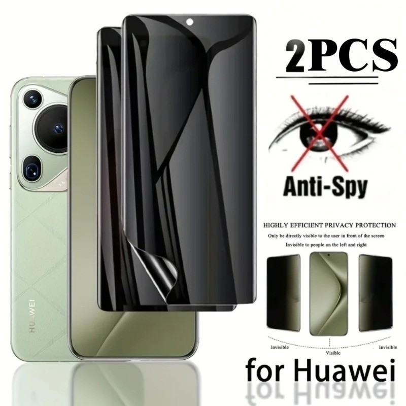 2 Chiếc Hydrogel Mềm Cho Huawei Mate 80 Pro Max Gió Mờ Và Chống Gián Điệp Bảo Vệ Màn Hình Riêng Tư Cho Huawei Mate 70 RS Ultimate Pro Plus Air HD Chống Ánh Sáng Xanh Hydrogel Phim