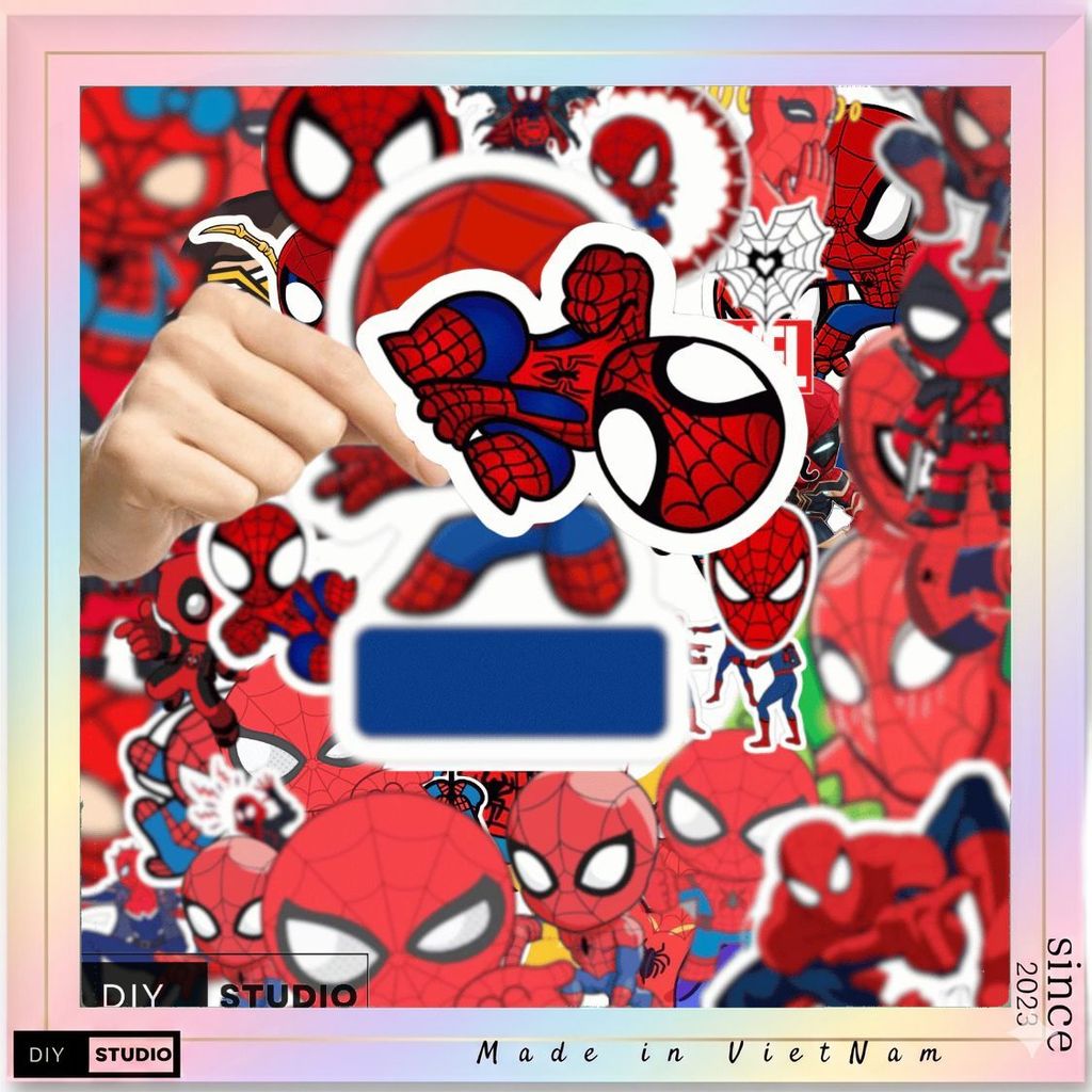 Set 100 sticker spiderman dán trang trí chất liệu cao cấp chống thấm nước bền đẹp