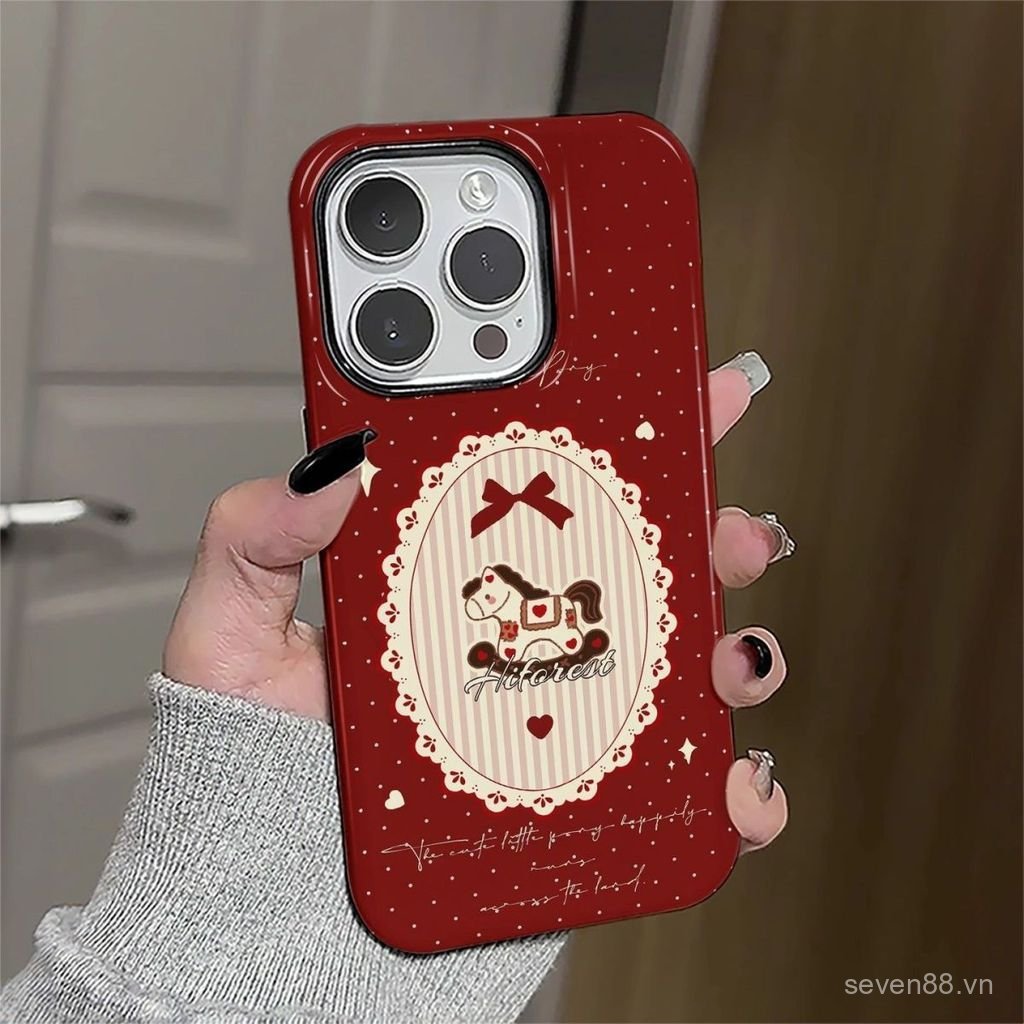 Ốp Điện Thoại Thích Hợp Cho iPhone 7 8 X XS XR XSMAX 11 12 13 14 15 16 17 Pro max Plus Air Polka Dot Pony Vỏ Bảo Vệ Chống Sốc Hai Trong Một Bao Gồm Tất Cả 4JQL