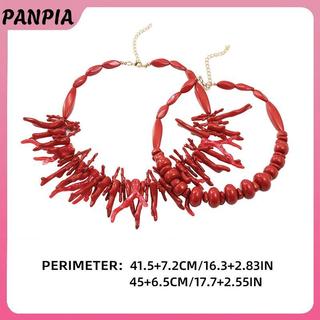 PNPIA - Set 2 Vòng Cổ San Hô Đỏ Phong Cách Vintage Boho, Thích Hợp Làm Quà Tặng Thời Trang Cho Bé Gái