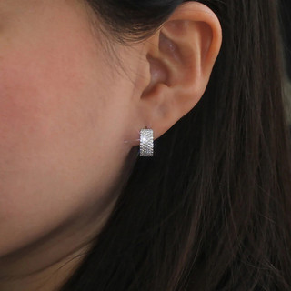 Vòng bông tai bạc sterling S925 và zircon, trang sức thời trang đơn giản, quà tặng nữ
