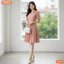 Đầm thiết kế BEMINE cổ sơ mi xẻ V tùng váy xếp ly phù hợp đi chơi-B200