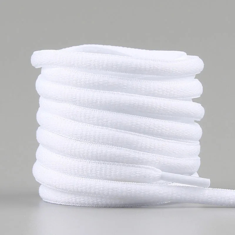 Dây giày thể thao trắng cotton nguyên chất, dây buộc nửa tròn cho giày vải đế bằng