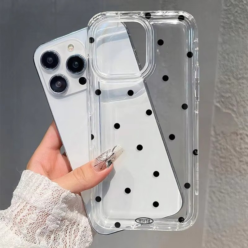Dành Cho iPhone 16 15 14 17 13 12 11 Pro Max 16e Cho iPhone XS Max X XR 8 7 Plus SE2020 2022 Vỏ Mềm Trong Suốt Chấm Bi Thời Trang & Dễ Thương