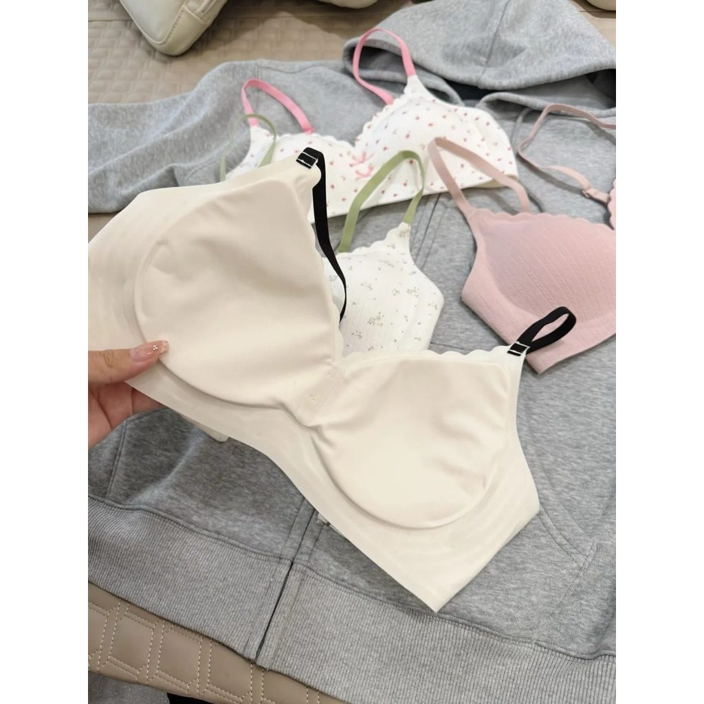 Ngọt Ngào Chấm Bi Liền Mạch Quần Lót Nữ Tập Hợp Ngực Nhỏ Áo Ngực Mỏng Gợi Cảm