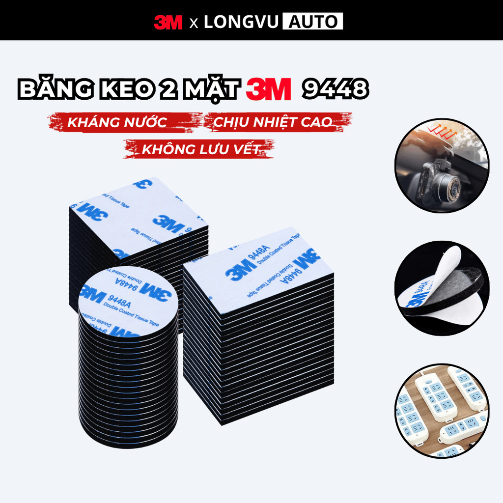 Băng keo 2 mặt siêu dính 3M dán móc treo chuyên dụng - COMBO 10 Miếng