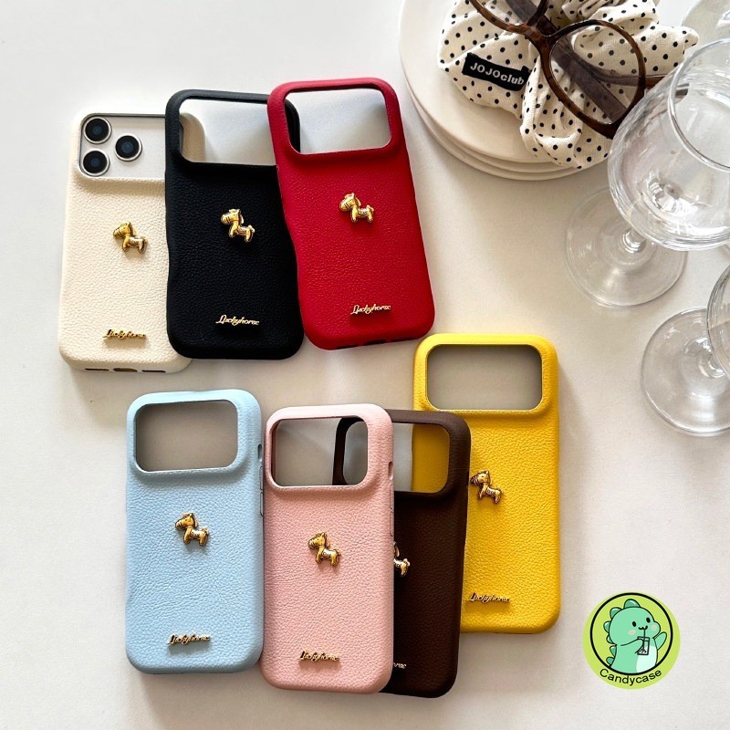 Ốp Điện Thoại Ngựa Vàng Năm Mới Cho Realme Q5i Q3 Pro Q3i Q3S Q2 X7 Max X2 XT V23i V13 5G 4G Mặt Sau Sang Trọng Da PU Hoạt Hình Dễ Thương Ngựa Mềm Vỏ Chống Sốc
