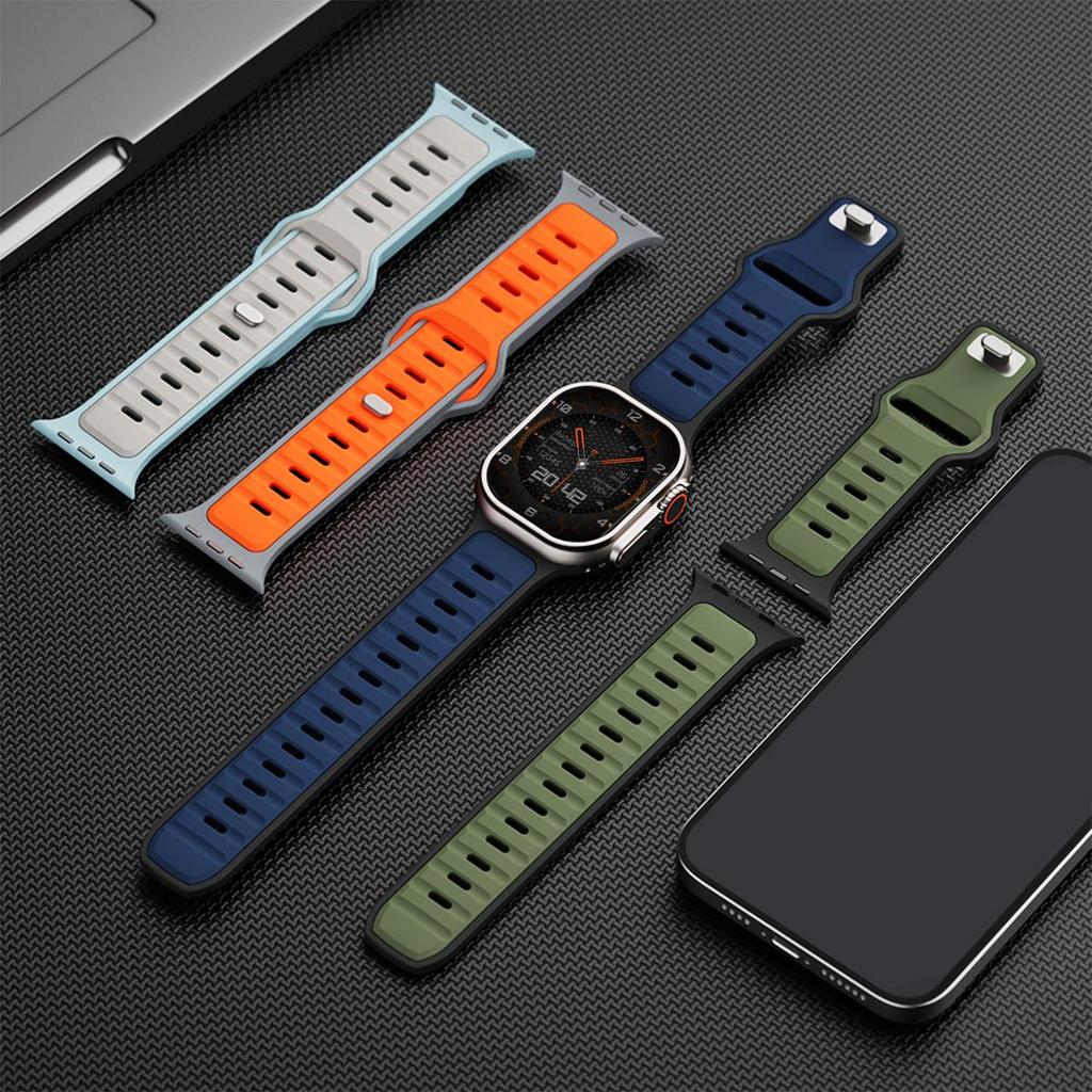 Dây đeo silicon thể thao + Thay đổi sang Ultra cho Apple Watch Series 11 / 10 46mm 42mm 44mm 40mm 45mm 41mm 9 8 7 6 5 SE