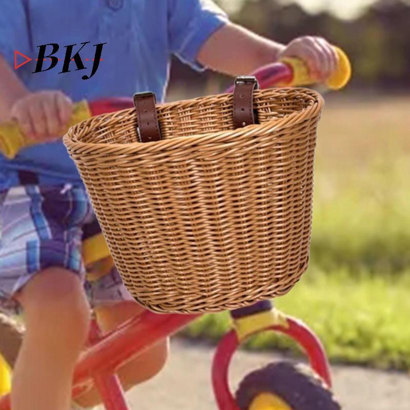 [KJ] Giỏ xe đạp mây dệt chống nước, dễ tháo lắp, lưu trữ phía trước