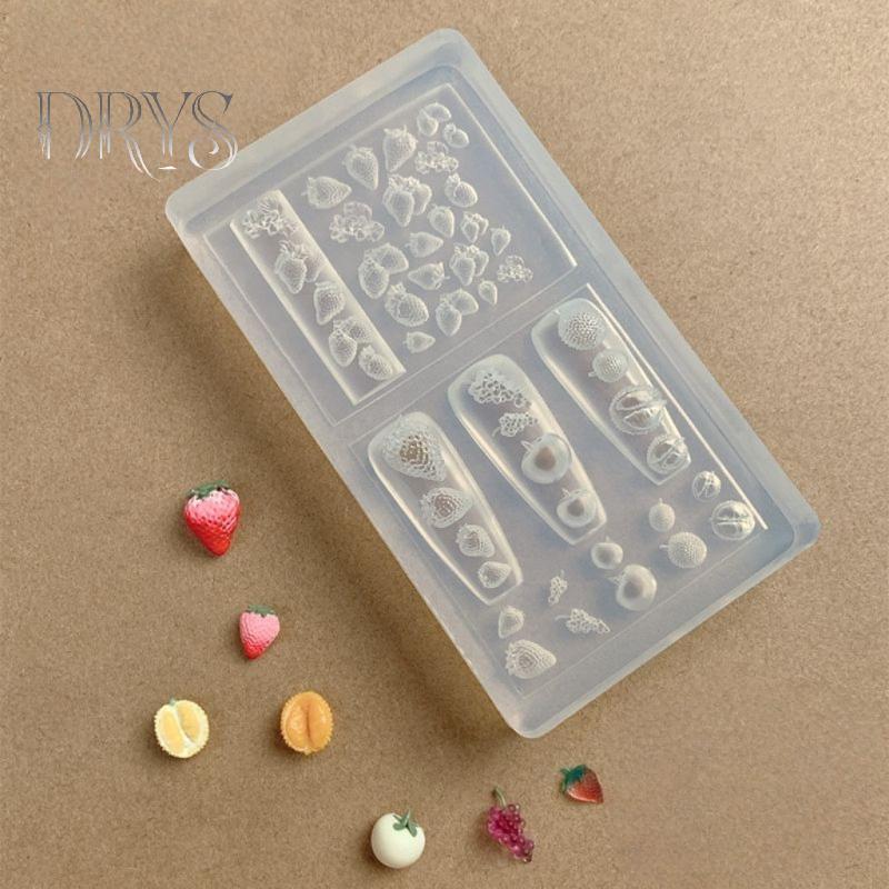 Khuôn silicon 3D trái cây hoa ngọt cánh hoa cổ tích, mẫu DIY trang trí nghệ thuật móng tay quyến rũ