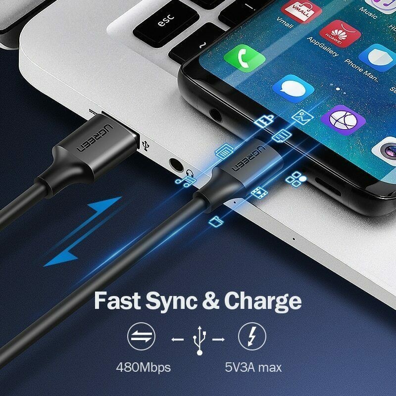 Cáp Sạc Nhanh Micro USB Ugreen US289 Quick Charge 3.0 5V/2.4A truyền dữ liệu Tốc Độ 480Mbps | BigBuy360 - bigbuy360.vn