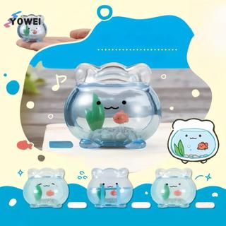 YOWEI 1 Cái Trang Trí Máy Tính Để Bàn Mini Trong Suốt Cá Vàng Tank Jun Biểu Hiện Hộp Mù Kawaii Mini Hình Quà Tặng Bất Ngờ VN