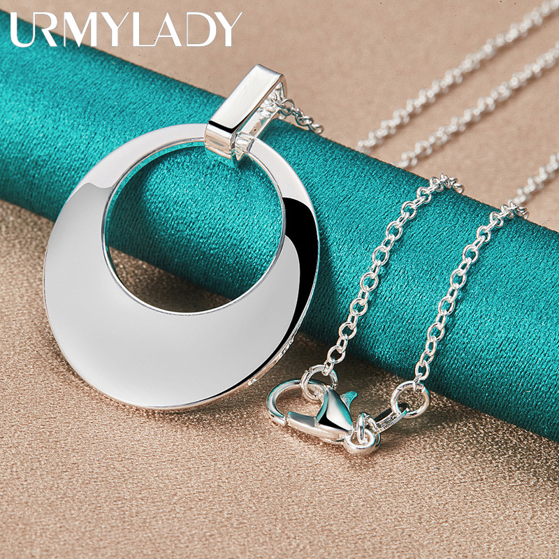 URMYLADY Bạc 925 Tròn Rỗng 16-30 Inch Mặt Dây Chuyền Vòng Cổ Nữ Trang Sức Cưới