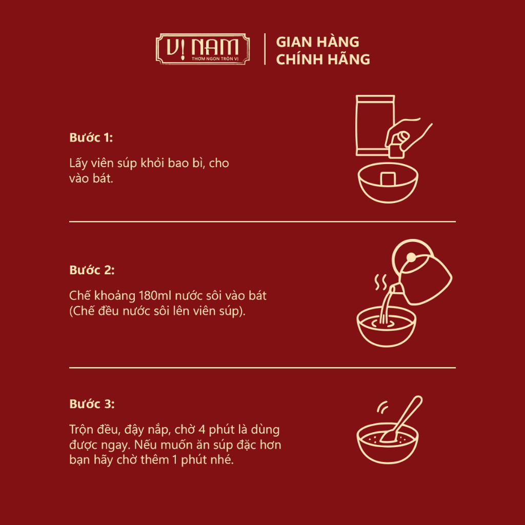 Súp Gà Nấm - Viên súp sấy thăng hoa ăn liền Vị Nam Foods - Canh lười, Tiện Ích, Thơm Ngon Bổ Dưỡng