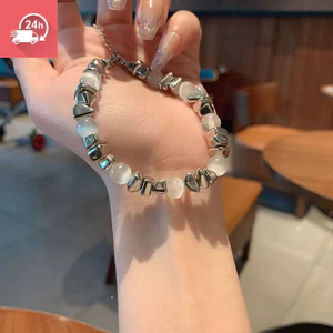 Vòng tay nữ đa năng với đá mắt mèo và zircon đen