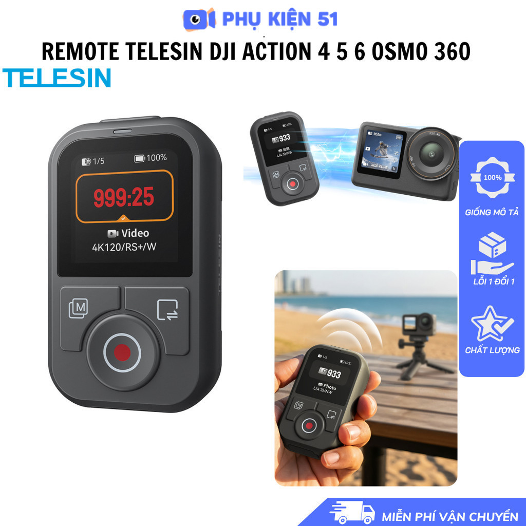 Remote Telesin cho DJI Action 6 5 4 , Osmo 360 điều khiển từ xa lên tới ...