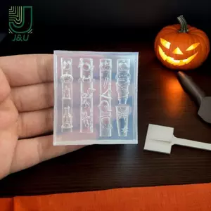 Halloween 3D Khuôn Làm Móng Tay Silicon Bí Ngô Đầu Lâu Bát Ma Nhện Web Móng Tay Mẫu Dụng Cụ Thiết Kế Làm Móng Tay DIY Trang Trí Móng Tay Nghệ Thuật