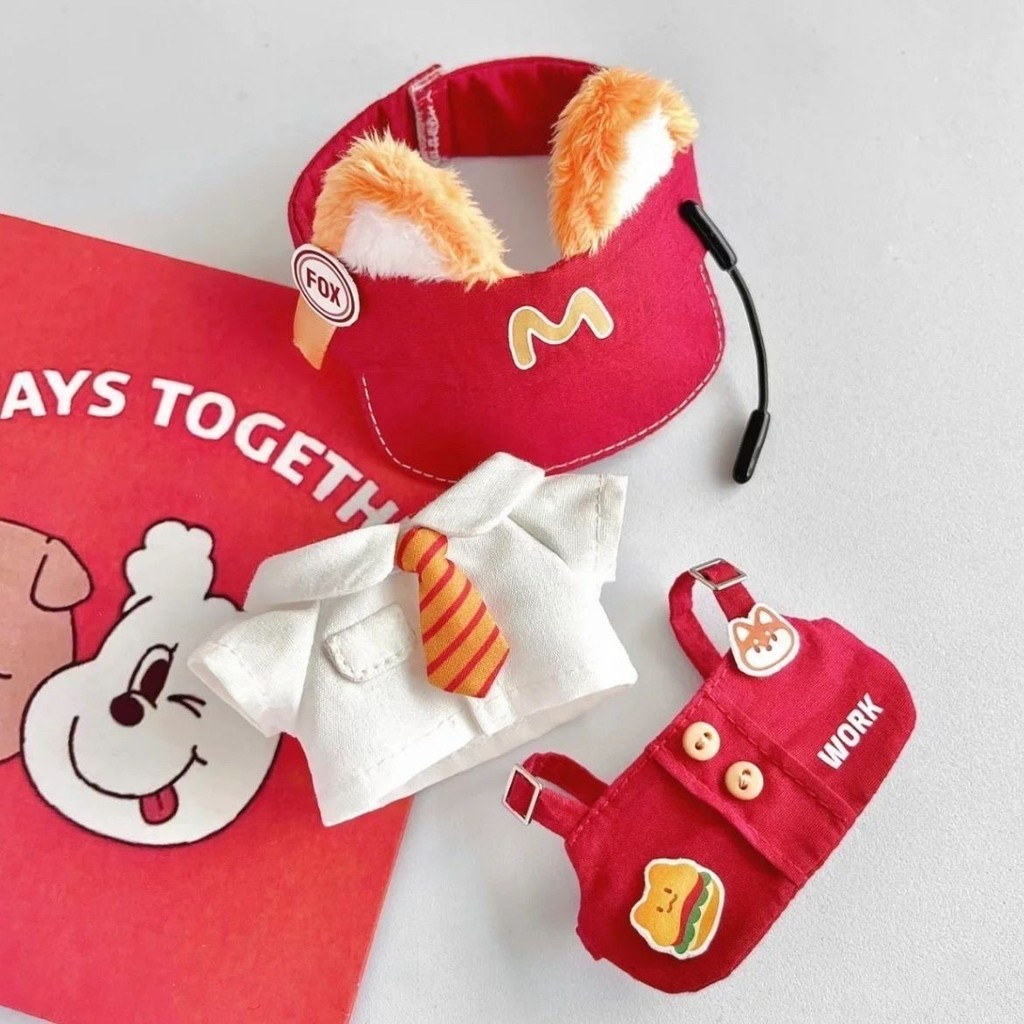 Quần áo búp bê Cotton 10cm Áo sơ mi McDonald 's Sling Hat Set Quần áo trẻ em Hoạt hình dễ thương Phụ kiện búp bê