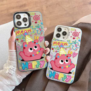 Ốp Lưng Cho Realme C65 C55 C53 C51 C25 C20 C15 C12 C11 5i Note 50 30A 20 A77S A33 A18 A17K A16K A16E A15S A5S A9 A3S Mạ Acrylic IMD Case Motif Happy Cat CYIM170