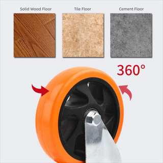 Bánh xoay DUSKGLOW, Bánh xe nội thất PVC bánh xe 3 "/ 4" / 5 '', Má phanh Blackheart Mặt cam hai trục thay thế bánh xe