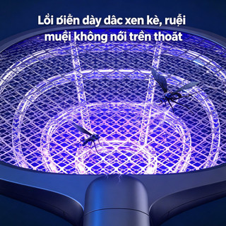 Vợt bắt muỗi tự động kiêm đèn muỗi 2 trong 1, sạc điện tiện lợi, chế độ thủ công & đèn tím, vợt diệt muỗi điện