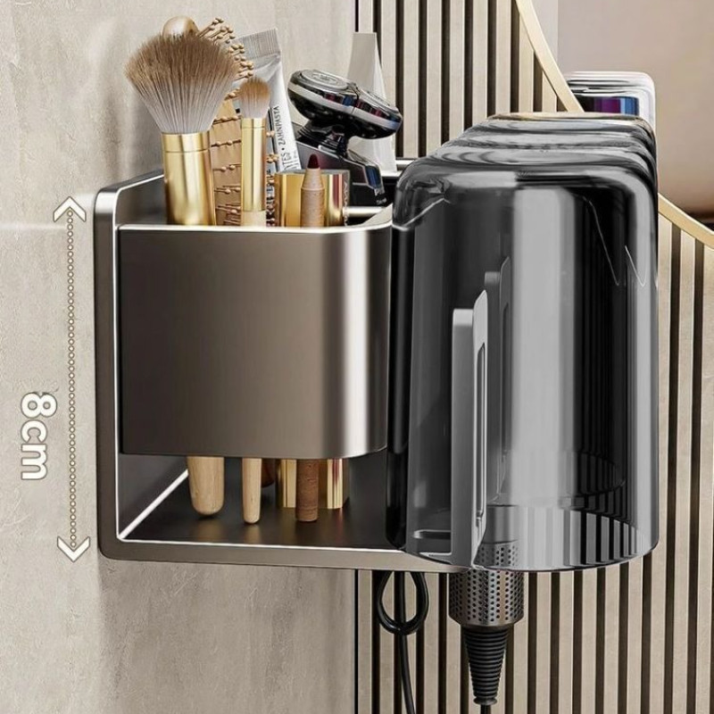 Kệ đựng Bàn Chải đánh Răng Dán Tường,có Chỗ để Máy Sấy, Nhôm Chống Gỉ, Chịu Lực Cao,cho Phòng Tắm